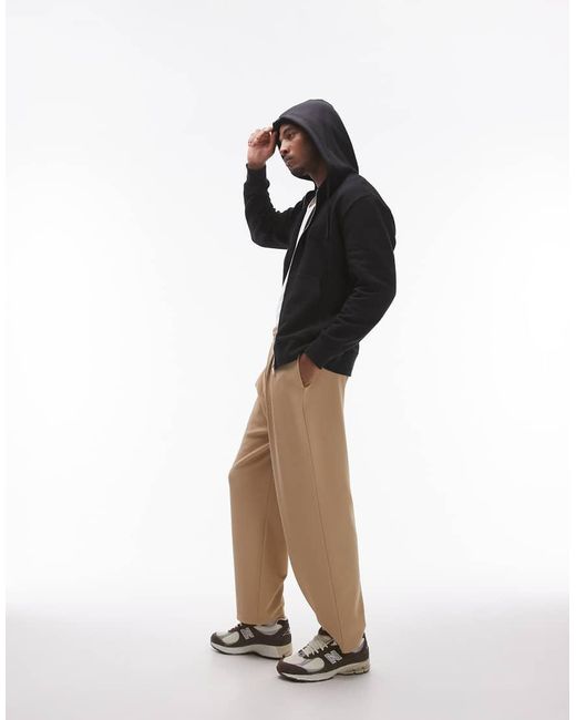 Sudadera Negra Con Capucha Y Cierre De Cremallera De Topman de hombre de color Black