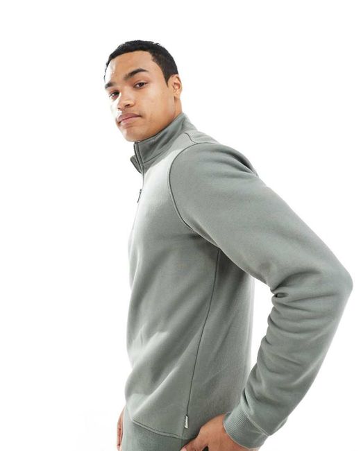Only & Sons Gray Half Zip Sweat for men