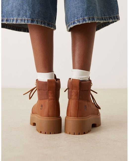 Timberland Gray Stone Street Lace Up Platform Boots