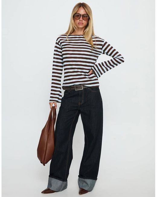 Princess Polly White Fine Knit Wide Sleeve Long Sleeve Top