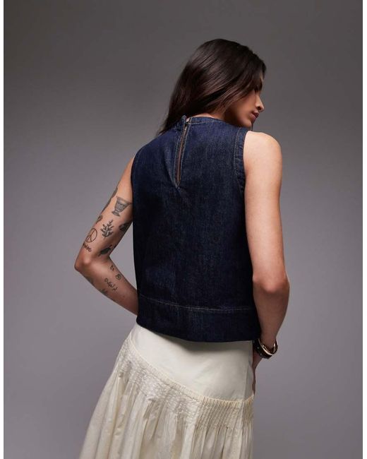 TOPSHOP Blue Denim Shell Top