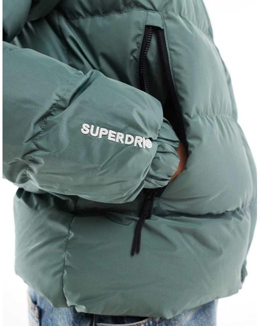 Superdry Blue Hooded Sports Puffer Jacket