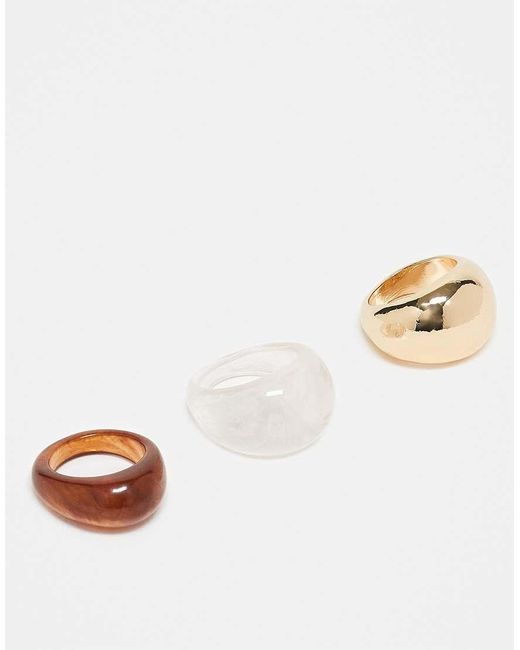 Confezione Da 3 Anelli Misti di ASOS in Natural