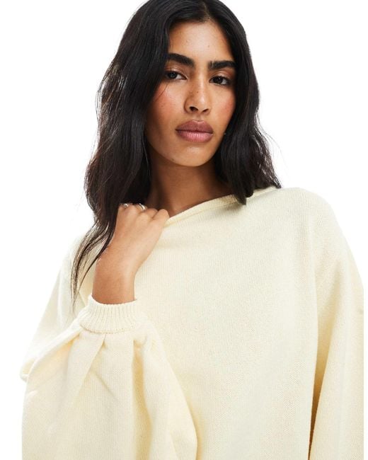 ASOS White Oversized Jumper With Balloon Sleeve