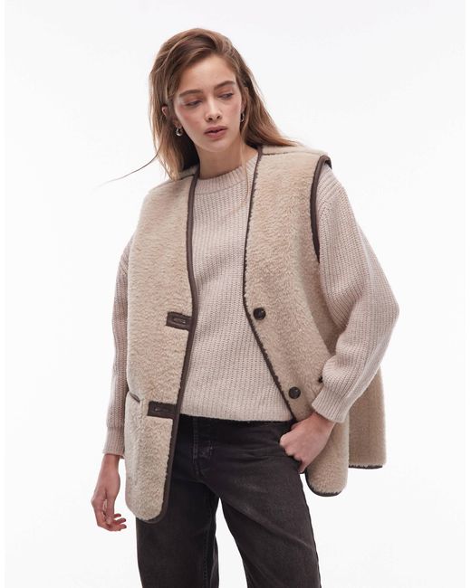 ARKET Natural – oversize-weste aus lammfellimitat