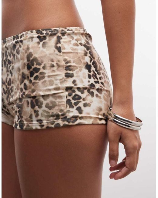 Collusion Brown Animal Print Swim Booty Shorts