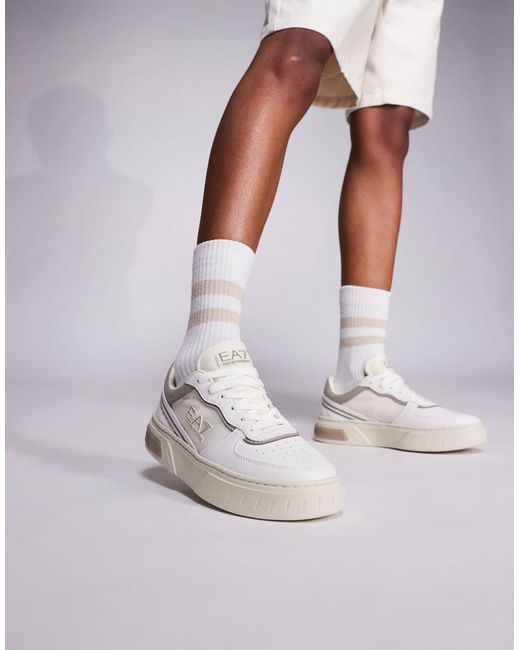 EA7 White Armani Logo Trainers