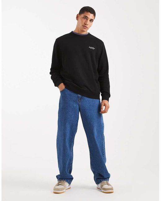 Jack & Jones Black Sweatshirt With Script Logo for men