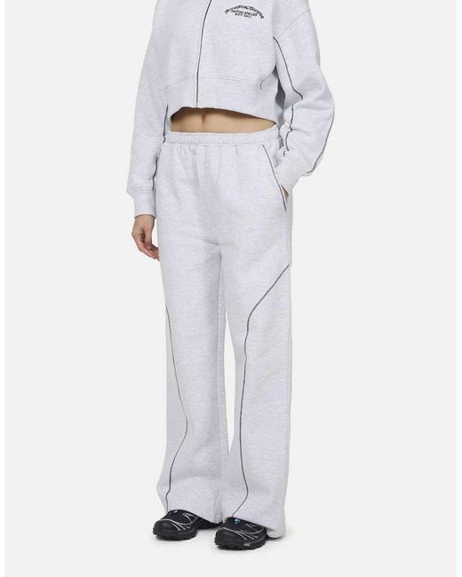Good For Nothing White Coverlock Stitching Baggy Joggers