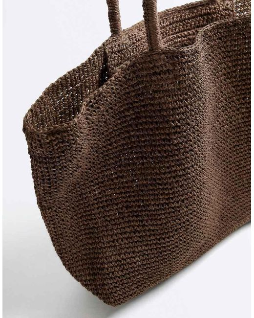Oysho Brown Woven Paper Shopper