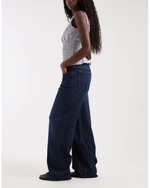Noisy May Blue Kenzie Mid Rise Wide Leg Jeans