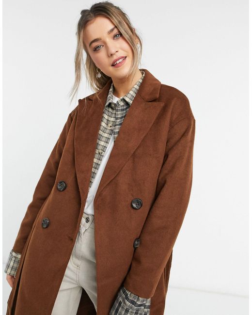 New Look Belted Maxi Coat in Brown | Lyst