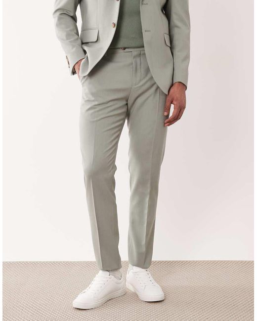 SELECTED Gray Slim Fit Suit Trousers for men