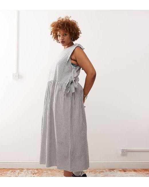 Collusion White Plus Wrap Tie Detail Midi Dress