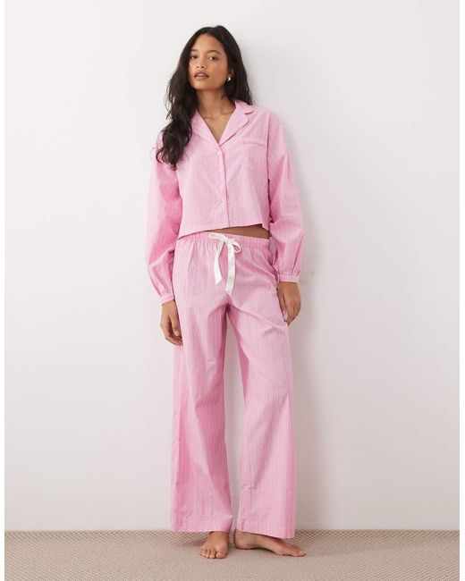 Gina Tricot Pink Mix And Match Poplin Pyjamas Shirt