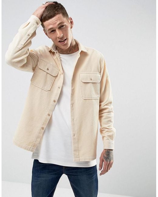 ASOS Overshirt In Heavy Cord In Off White for men