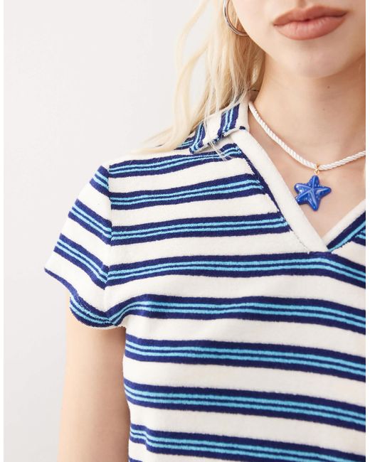 Collusion Blue – polo-oberteil aus frottee