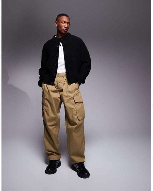 ADPT Brown Tapered Balloon Fit Cargo for men