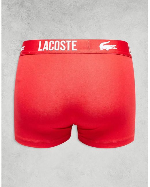 Lacoste Red 3 Pack Trunks for men
