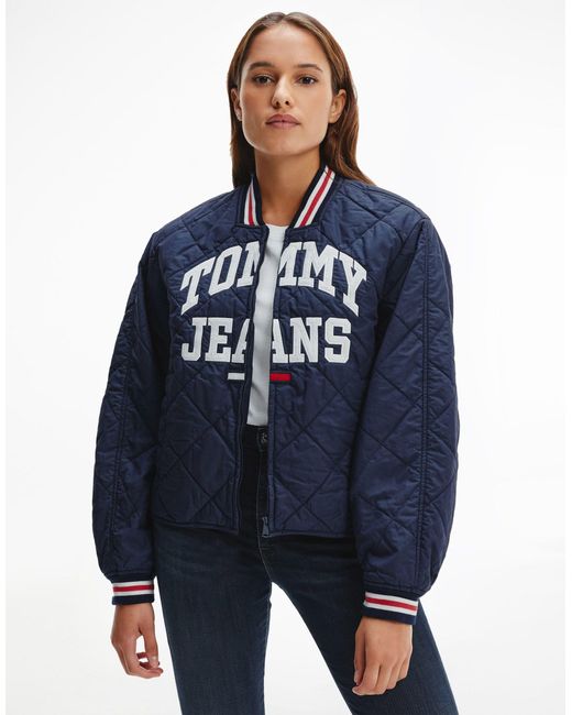 Tommy Hilfiger Cotton Quilted Varsity Jacket in Navy (Blue) | Lyst Canada