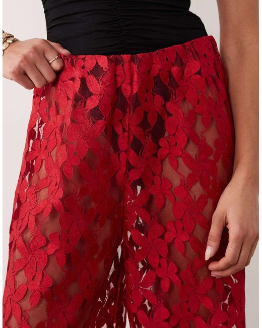 ASOS Red Lace Wide Leg Trouser