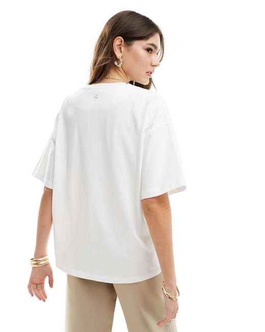 4th & Reckless Oversized T-Shirt Met Gehaakt Logo in het White