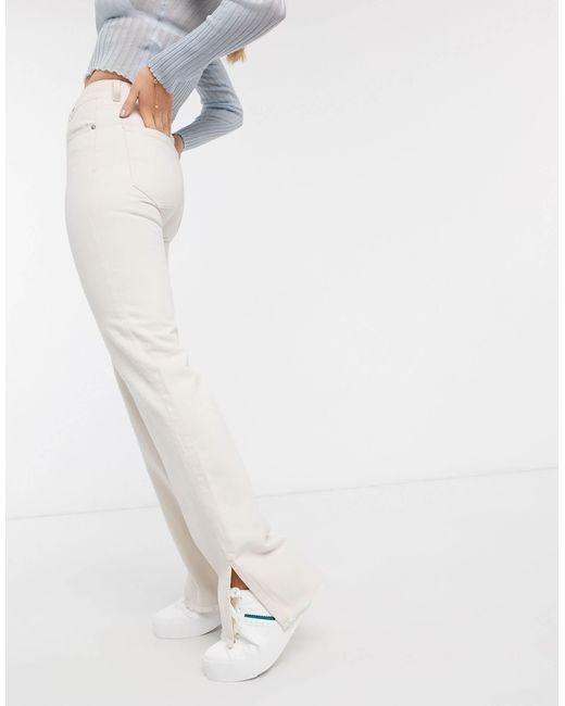 Pull&Bear White Split Hem Jean