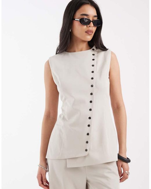Pretty Lavish White Asymmetric Tailored Waistcoat Co-Ord