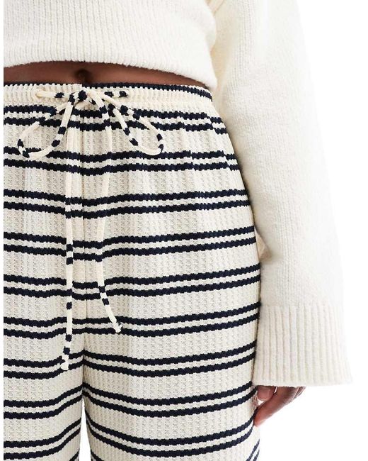 South Beach Gray Stripe Knitted Wide Leg Trouser