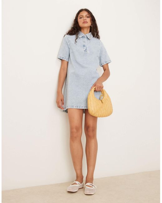 ASOS White – kurzes polokleid aus denim