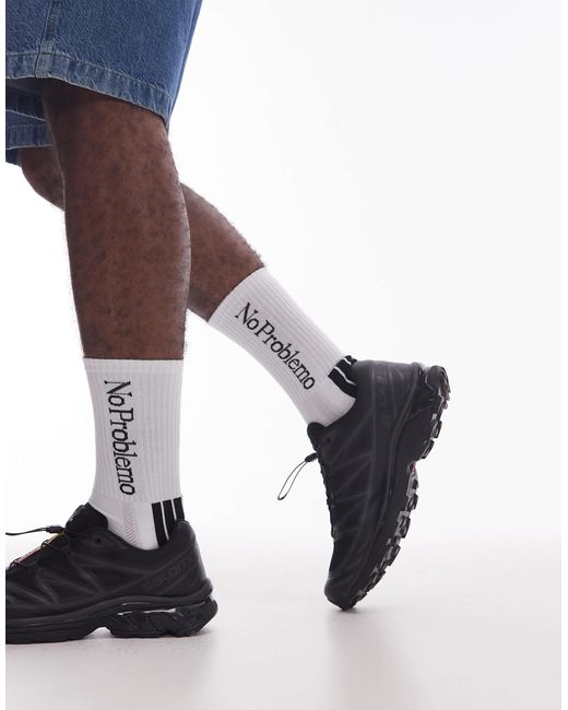 No Problemo White Motif Detail Stripe Socks for men