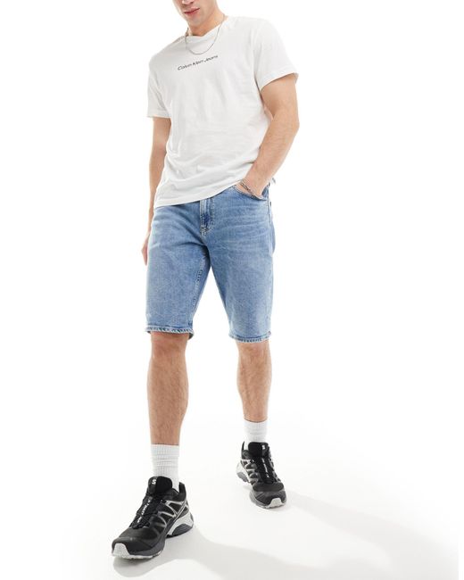 Pantalones cortos vaqueros con lavado claro Calvin Klein de hombre de color Blue