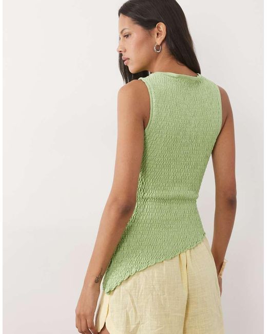 ASOS Green Knitted Shirred Asymmetric Top