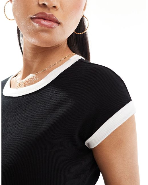 River Island Black Fitted Crew Neck Tee