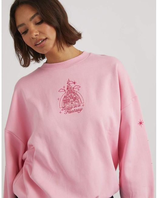 Skinnydip London Pink London Disney Embroidered Castle Sweatshirt