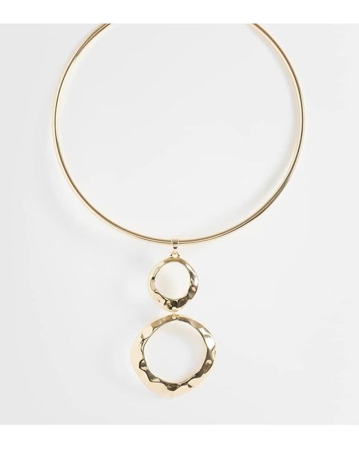 ASOS Metallic Asos Design Curve Torque Choker With Circular Hammered Pendants