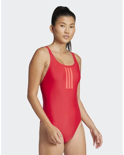 Adidas Originals Badpak Met 3-Stripes En V-Hals in het Red
