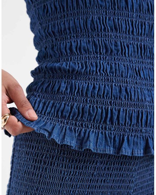 ASOS Blue Denim Shirred Cami Top Co-Ord
