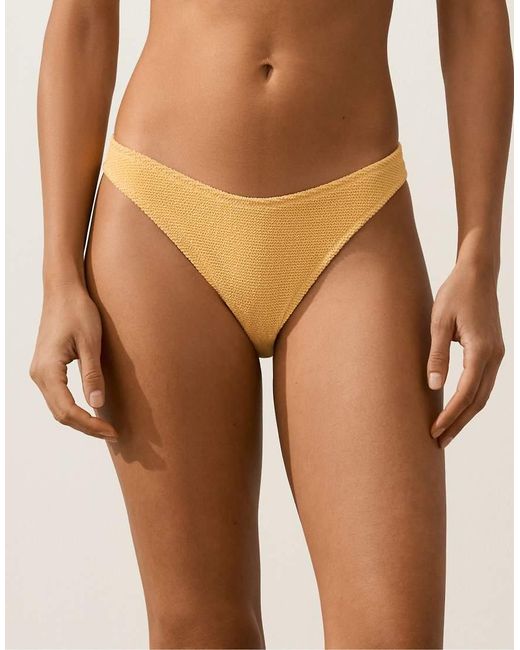 Oysho Brown Medium-coverage U-cut Crinkle Bikini Briefs