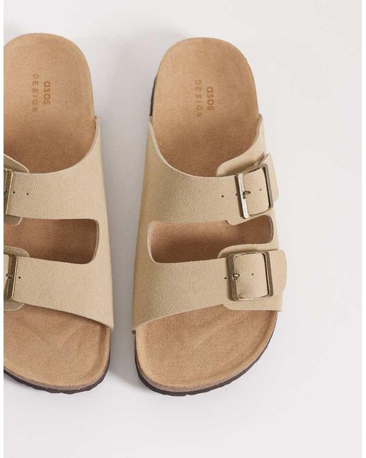 ASOS White Two Strap Sandals With Cork Sole for men