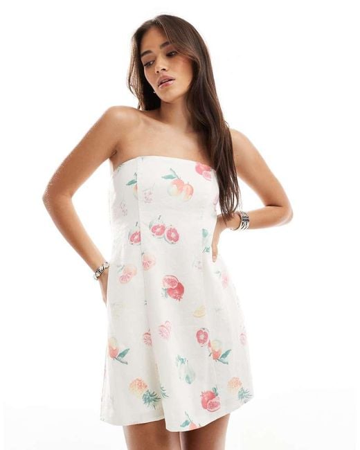 Hollister White Bandeau Linen Blend Mini Dress
