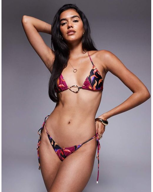 South Beach Pink Abstract Print Tie Side Bikini Bottoms