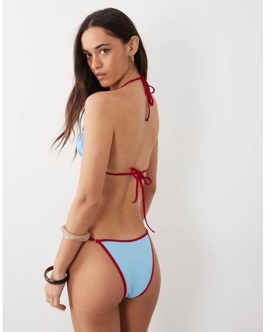 Free Society Natural Triangle Bikini Top With Contrast Trim