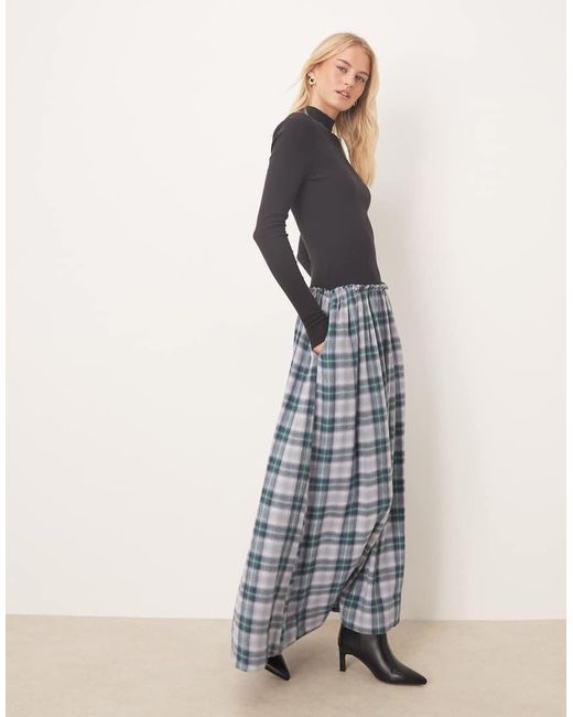 ASOS Multicolor Asos Design Tall High Neck Long Sleeve Hybrid Maxi Dress