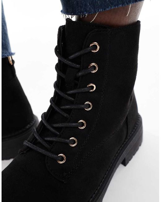 Botines Negros Con Cordones De New Look de color Blue