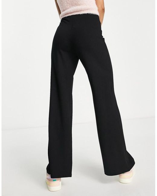 ASOS Black Asos Design Petite Basic Wide Leg Jersey Trouser