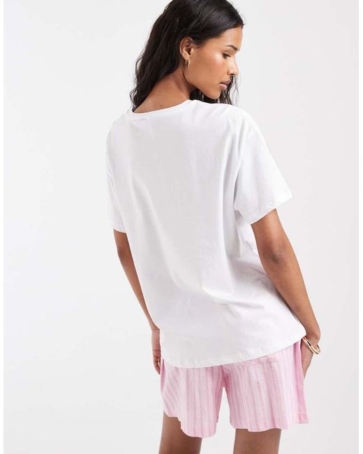 Pieces White Oversized Seaside Graphic T-shirt
