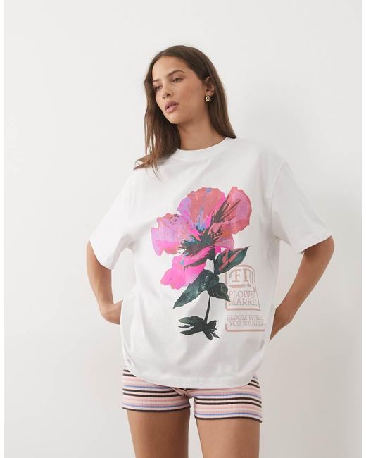 ASOS Multicolor Oversized T-Shirt With Fiji Flower Graphic