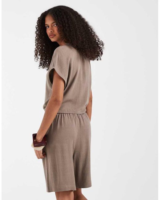 ONLY Brown Linen Mix Short Co-ord
