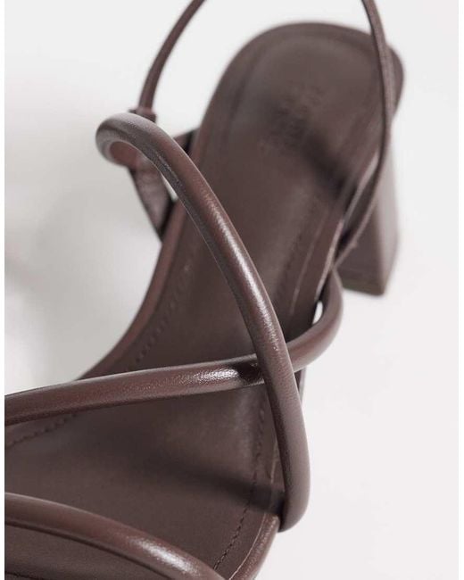 & Other Stories White Pure Leather Heeled Strappy Twist Open Toe Sandals